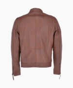 Men's Leather Biker Jacket Tan Omaha