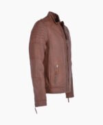 Men's Leather Biker Jacket Tan Omaha