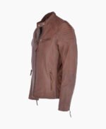 Men's Leather Biker Jacket Tan Raleigh