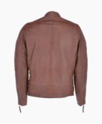 Men's Leather Biker Jacket Tan Raleigh