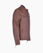 Men's Leather Biker Jacket Tan Raleigh