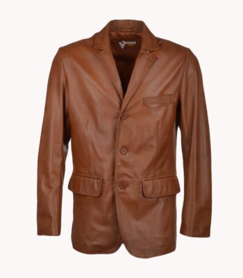 Men's Leather Blazer Tan Galesburg
