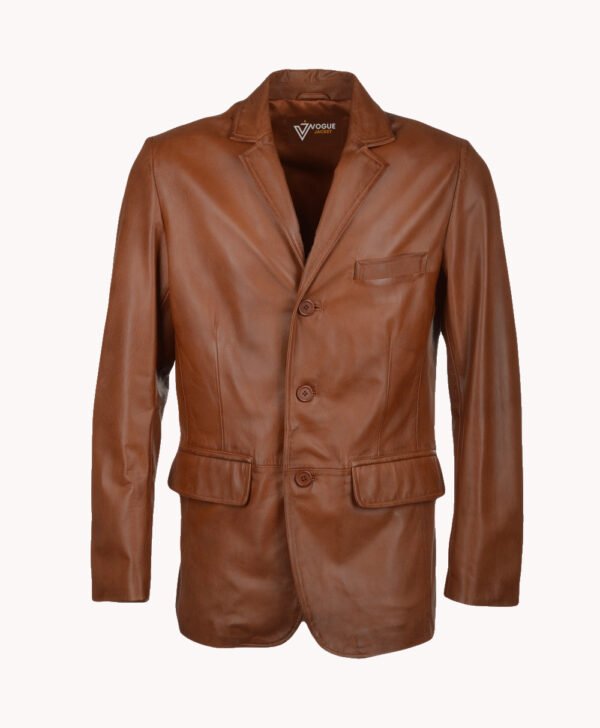 Men's Leather Blazer Tan Galesburg