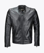 Men's Leather Biker Jacket Black Corpus
