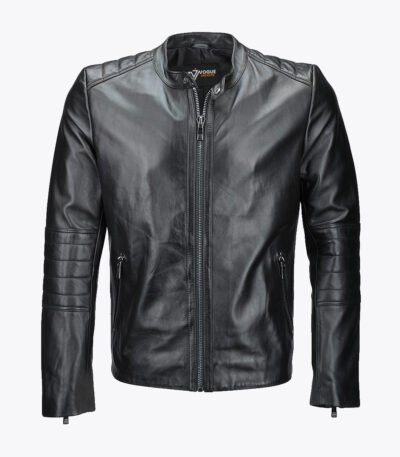 Men's Leather Biker Jacket Black Corpus