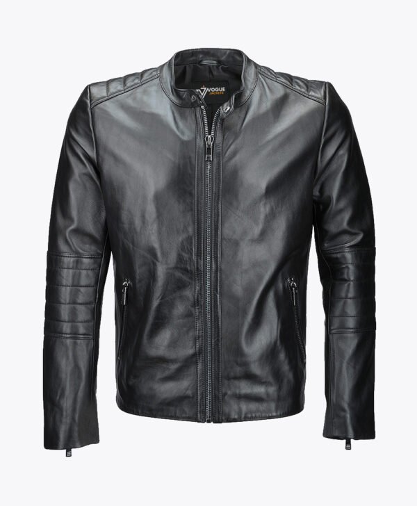 Men's Leather Biker Jacket Black Corpus