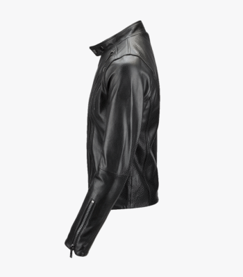 Men's Leather Biker Jacket Black Irvine