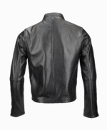 Men's Leather Biker Jacket Black Irvine