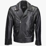 Men's Leather Biker Jacket Black Pittsburgh