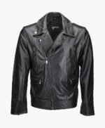 Men's Leather Biker Jacket Black Pittsburgh