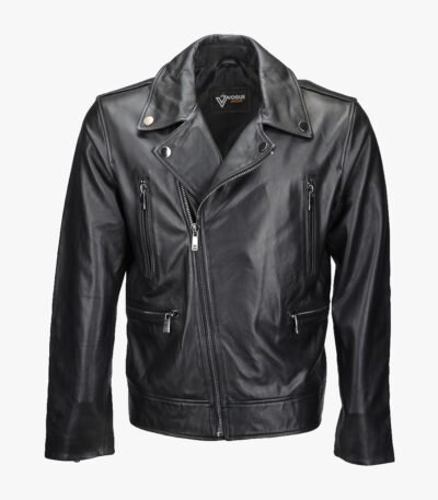 Men's Leather Biker Jacket Black Pittsburgh