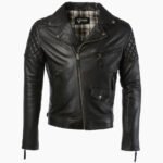 Men's Leather Biker Jacket Black Saint