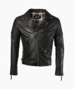 Men's Leather Biker Jacket Black Saint