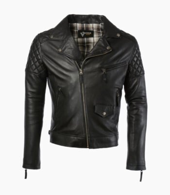 Men's Leather Biker Jacket Black Saint