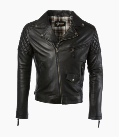 Men's Leather Biker Jacket Black Saint