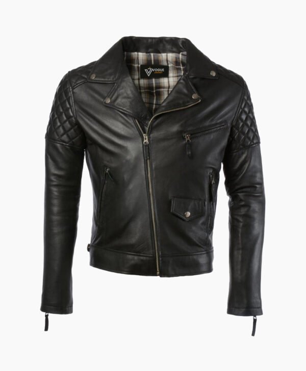 Men's Leather Biker Jacket Black Saint