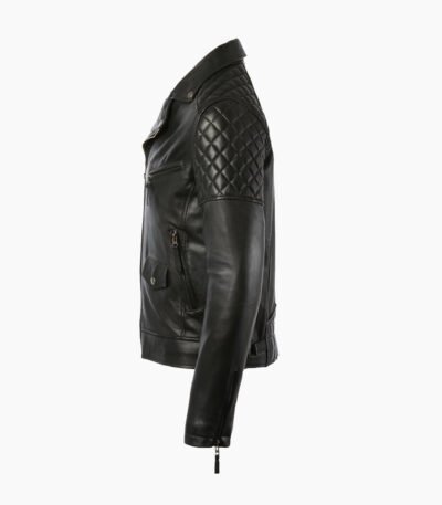 Men's Leather Biker Jacket Black Saint