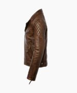 Men's Leather Biker Jacket Brown Saint