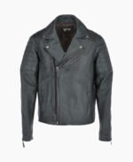 Men's Leather Biker Jacket Green Henderson