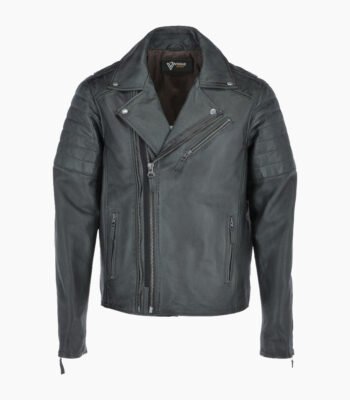 Men's Leather Biker Jacket Green Henderson