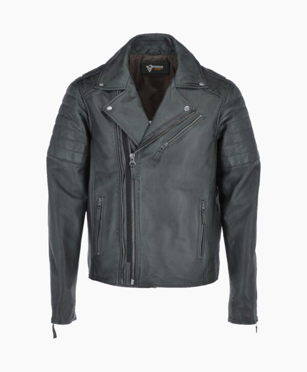 Men's Leather Biker Jacket Green Henderson
