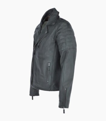 Men's Leather Biker Jacket Green Henderson