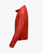 Men's Leather Biker Jacket Red Irvine