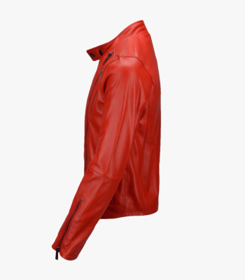 Men's Leather Biker Jacket Red Irvine