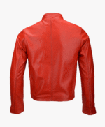 Men's Leather Biker Jacket Red Irvine