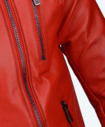 Men's Leather Biker Jacket Red Irvine
