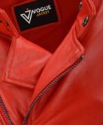 Men's Leather Biker Jacket Red Irvine