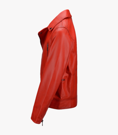 Men's Leather Biker Jacket Red Pittsburgh