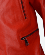 Men's Leather Biker Jacket Red Pittsburgh