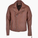 Men's Leather Biker Jacket Tan Henderson
