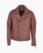 Men's Leather Biker Jacket Tan Henderson