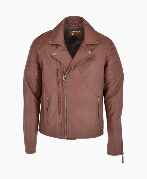 Men's Leather Biker Jacket Tan Henderson