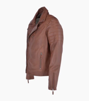 Men's Leather Biker Jacket Tan Henderson