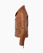 Men's Leather Biker Jacket Tan Saint