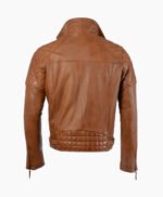 Men's Leather Biker Jacket Tan Saint