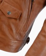 Men's Leather Biker Jacket Tan Saint