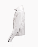 Men's Leather Biker Jacket White Irvine