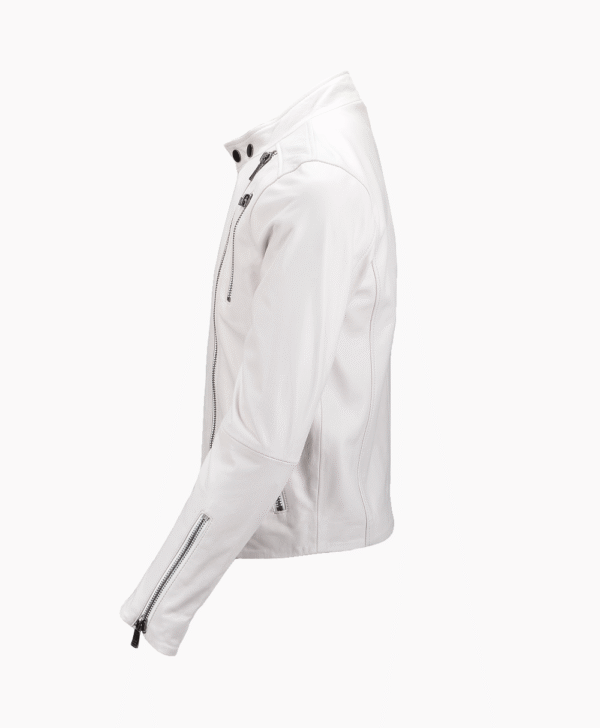 Leather Biker Jacket White Irvine