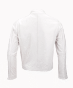 Men's Leather Biker Jacket White Irvine