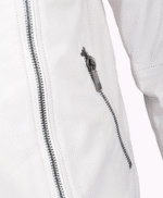 Men's Leather Biker Jacket White Irvine