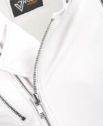 Men's Leather Biker Jacket White Irvine