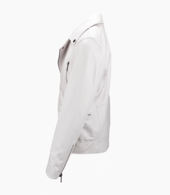 Men's Leather Biker Jacket White Pittsburgh