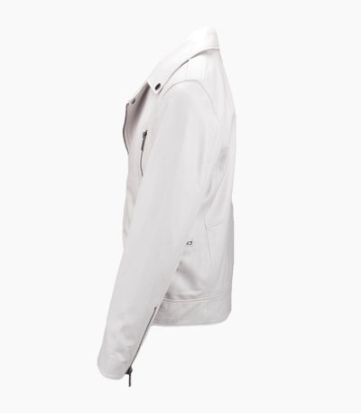 Men's Leather Biker Jacket White Pittsburgh