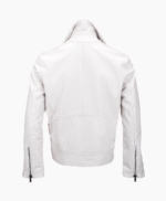 Men's Leather Biker Jacket White Pittsburgh