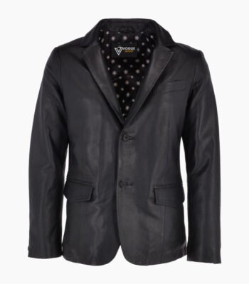 Men's Leather Blazer Black Newark