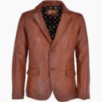 Men's Leather Blazer Tan Newark